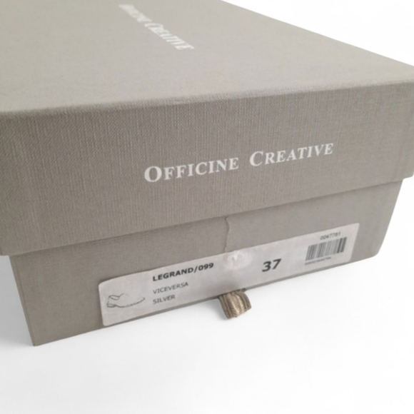 OFFICINE CREATIVE Antiqued Silver Leather Loafer Italy Cowgirl Carter Western - Picture 12 of 13